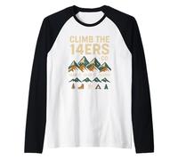 Climb the 14ers CO Shirt Randonnée Mountain Summits Rocky Trail Manche Raglan