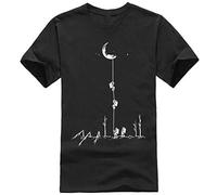 Climb to The Moon T Shirt Men's Fashion Crew Neck Short Sleeves Cotton Tops Clothing Black T-Shirt Black L