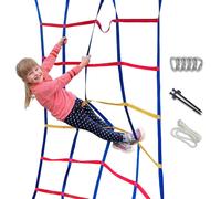 Climbing Net for Kids - Slackline Ninja Accessories - 2m Slackline Climbing Net for Garden Obstacle Course with Ground Anchor - Slackline Accessories Playground