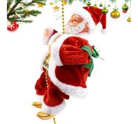 Climbing Santa On Rope - Electric Christmas Decoration with Music, Musical Santa Figurine, Interactive Holiday Display for Outdoor Indoor Porch Window Roof Stair, Festive Decor, 4.92x5.12x12.6 Inches