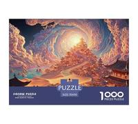 Climbing The Stairs to Heaven 1000 Pièces Découpe Précise Puzzle Dreamlike Pavilion Vibrant Jigsaw Déco Maison pour Enfants 70x50cm/1000pcs