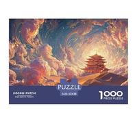 Climbing The Stairs to Heaven 1000 Pièces Découpe Précise Puzzle Dreamlike Pavilion Vibrant Jigsaw Jouet Éducatif pour Enfants 52x38cm/1000pcs