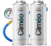 Climéo 2 x 400 ml et tuyau avec manomètre - Remplacement écologique du réfrigérant R134a/R12 - Remplissage autonome du climatiseur