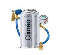 Climéo 400 ml Remplacement écologique du réfrigérant R1234yf 2 en 1, 3 en 1, entretien de la climatisation à faire soi-même (2 boîtes + tuyau, 2 en 1)