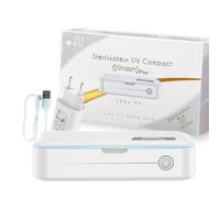 CLIMSOM - Stérilisateur UV LED Nettoyeur de Téléphone Compact, Adaptateur + Câble USB, pour Matériel Coiffure et Esthétique Professionnel, Objet du Quotidien, élimination à 99,99%, 20x10x3 cm, CE