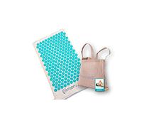 CLIMSOM Zen - Tapis d’acupression, textiles 100% naturels et biologiques, sac en toile de jute et livret de conseils inclus, massage du dos à domicile (Bleu)