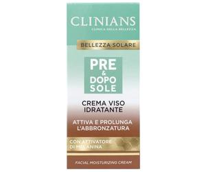 CLINIANS | Crème Hydratante Pré & Après Soleil Visage, avec Activateur de Mélatonine, 50mL