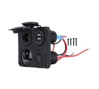 Clinna Chargeur Socket Panneau DC 12 - 24V Double prise USB 4.2A avec Voltmètre LED Prise allume-cigare pour Voiture Marine Bo. Camion de RV. (Feu rouge)