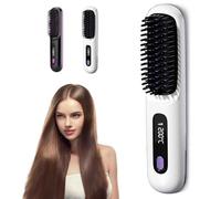 Clinora Clinora Brosse de coiffage pour cheveux courts, 3 niveaux de température 160 à 200 °C, rechargeable par USB, produit des cheveux lisses, ondulés, bouclés, anti-marque, pour cheveux courts