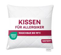 Clinotest Coussin matelassé 40 x 40 cm - Grand oreiller lavable jusqu'à 95 °C, coussin bouffant, résistant à la cuisson, indéformable et durable, certifié Öko-Tex de qualité hôtelière, coussin