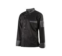 Clinotest Veste de cuisinier, veste de boulangerie, manches longues avec fermeture à bouton-pression, de couleur noire, style moderne