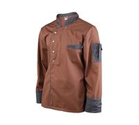 Clinotest Veste de cuisinier, veste de boulangerie, manches longues avec fermeture à pression, différentes couleurs tendance, style moderne, marron, XL