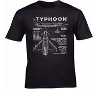 CLINSIS Eurofighter Typhoon Blueprint Slim Fit T Shirt Mens Aircraft RAF Fgr4 Plane Design Top Black S