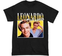 CLINSIS Men T Shirt Vintage Leonardo Dicaprio Casual Graphic Vintage Gift Tops Black 3XL