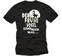 CLINSIS Men's Lustiges Kult Nerd Sprüche Herren T Shirt Mit Der Frühe Vogel Kann Mich Mal Black XL