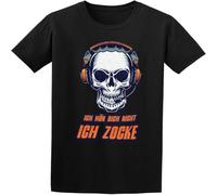 CLINSIS Men's Skeleton Zocken Zocker Gamer Gaming Skull Gift Thomas Larch Transparent O Neck Cotton T Shirt Black XL