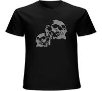 CLINSIS Men's Twin Skull Rhinestone Diamante Top Sweatshirt Short Sleeve Black XL