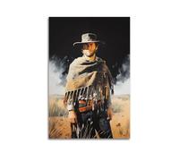 Clint Eastwood 4 Poster sur toile pour décoration de chambre à coucher, bureau, chambre, cadeau 60 x 90 cm