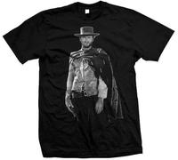 Clint Eastwood - The Man with No Name - Hand Silk Screened 100% Cotton T-Shirt Manches Courtes(X-Large)