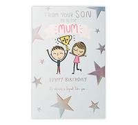 Clintons: Carte d'anniversaire garçon et maman avec trophée 11 x 15 cm
