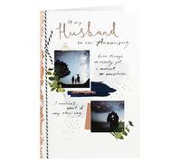 Clintons: Carte d'anniversaire pour mari, silhouette de famille bleue, 11 x 15 cm