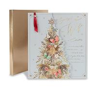 Clintons: Carte de Noël bleue avec arbre décoratif pour femme