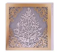 Clintons: Carte de Noël en forme d'arbre de Noël, découpe au laser, carte de Noël générale, carte de Noël unique, doré, 192 x 192, 1169591