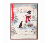 Clintons: Carte de Noël pour beau-frère, bonhomme de neige et chiens