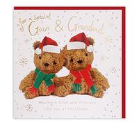 Clintons: Carte de Noël Teddies In Hats & Scarf's Gran & Grandad