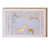 Clintons: Lasercut 1169589 Carte de Noël Motif cerf dans les arbres Multicolore 260 x 171 cm