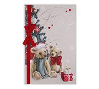 Clintons: Teddies By Tree Carte de Noël Inscription Grandson & Wife