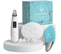CLINVRA Kit visage 4 étapes : suceur de points noirs avec 5 buses + nettoyant électrique pour le visage + serviette-masque pour ouvrir les pores, extracteur et nettoyant de pores pour la maison