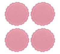 CLIO & CLOVER Sets de table en lin avec bord festonné - Lot de 4 sets de table 100 % lin - Design de luxe avec bord festonné - Livré joliment emballé (rose)