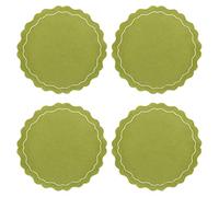 CLIO & CLOVER Sets de table en lin avec bord festonné - Lot de 4 sets de table 100 % lin - Design de luxe avec bord festonné - Livré dans un emballage élégant (vert)