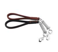 Cliont 12 "Cuir Chien Leash Court Lourd pour Gros Chien avec Amortisseur en Acier Inoxydable Choc Printemps (2.5x50 (cm), Brun)