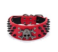 Cliont PU Cuir 3 Rangs Bullet Rivets en Cuir clouté Skull Cool for Medium Large Collier de Chien