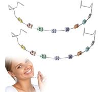 Clip 2pcs sur les accolades en toute sécurité en acier inoxydable coloré la mode de mode décoration de dents avec des fils métalliques et des ligatures orthodontiques, soins personnels santé