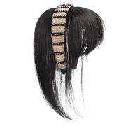 Clip à cheveux de frange, bandeau large en strass avec une frange, 9,8 pouces à cheveux synthétiques Bangs bandeau, élégant frange naturel pince pour femmes filles noires