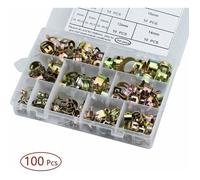 Clip à Ressort Tuyau Serre-Joints 100 PCS Collier Durite Essence 6-17mm Collier de Serrage Ajustable 5 Sortes de Tailles pour Fixer