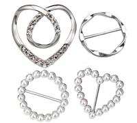Clip anneau d'écharpe - Alloy 4PCS, ouverture/T-shirt en forme de coeur/Clips de t-shirts en forme de coeur, bagues de boucle nouées | Clips d'anneau de mode pour réparer les écharpes pour femmes