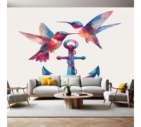 Clip Art Papier Peint Panoramique 3D Intissé Ancre et colibri Panoramique Peinture Murale pour Salon Chambre à Coucher D'Enfant Maison Personnalisé Décoration Murale 350x256 cm