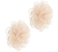 Clip Chaussures Fleur Camélia Beige 1 Paire, Tulle, 9,7x9x3cm | Design à Bord Effiloché, Attache Amovible, pour Chaussures de Mariée, Fêtes et Événements Formels