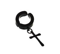 Clip Croix Oreille en Acier Inoxydable Pas Piercing Clip Hoop Boucle d'oreille en Unisexe (Noir)