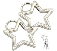 Clip de carabiner étoilé, 2pcs Star Keychain Metal Key Key Ring Heavy Duty Keychain Clip poli mignon carabiner pour la fabrication de l'artisanat