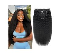 Clip de cheveux humains crépus droits dans les extensions de cheveux 120 g/ensemble 8 pièces pince sans couture noire naturelle dans les extensions de cheveux 16-26 pouces pinces d'extension de cheveu