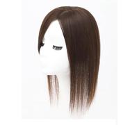 Clip de cheveux humains droits avec partie droite dans la couronne | Postiche Wiglet for femme cheveux fins, noir naturel 30 cm(Natural black,Right part 30cm)