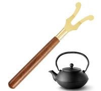 Clip de couvercle de théière - Isolation thermique Fourchette de couvre-chaudière à thé | Fourchette en bois Principes ergonomiques Sous-verre rond noir en fonte métallique bouilloire japonaise