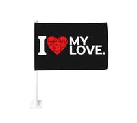 Clip de fenêtre « J’aime mon amour » pour drapeau de voiture, décoration de protection solaire, bannière double face 12 x 18 pouces pour camion
