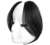 Clip de frange latéral dans les cheveux humains 2pcs Clip sur frange pour femmes 9,8 pouces de long vague naturelle fausse frange extensions de cheveux franges noirs naturels