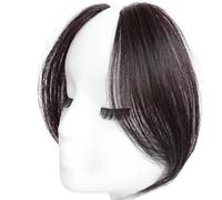 Clip de frange latéral dans les cheveux humains 2pcs Clip sur une frange pour les femmes Vale de vague naturelle fausse frange extensions de cheveux, brun foncé